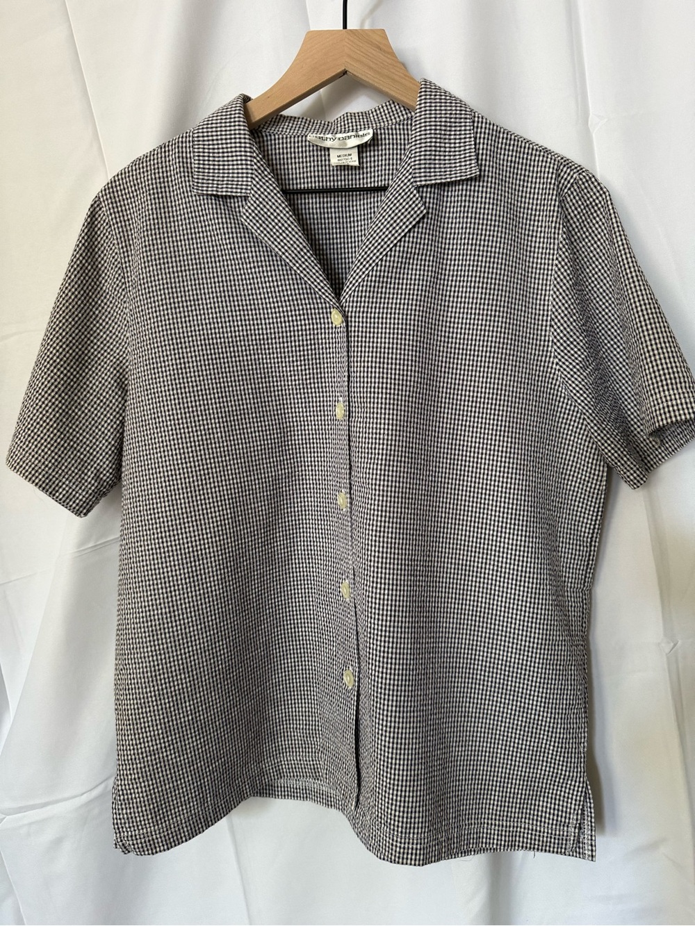 Vintage 90s Cathy Daniels Gingham Button Up Blouse M